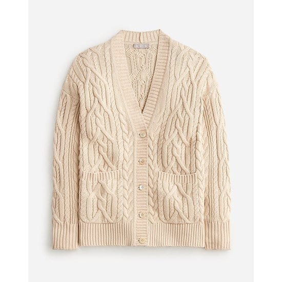 Cable-knit cardigan sweater