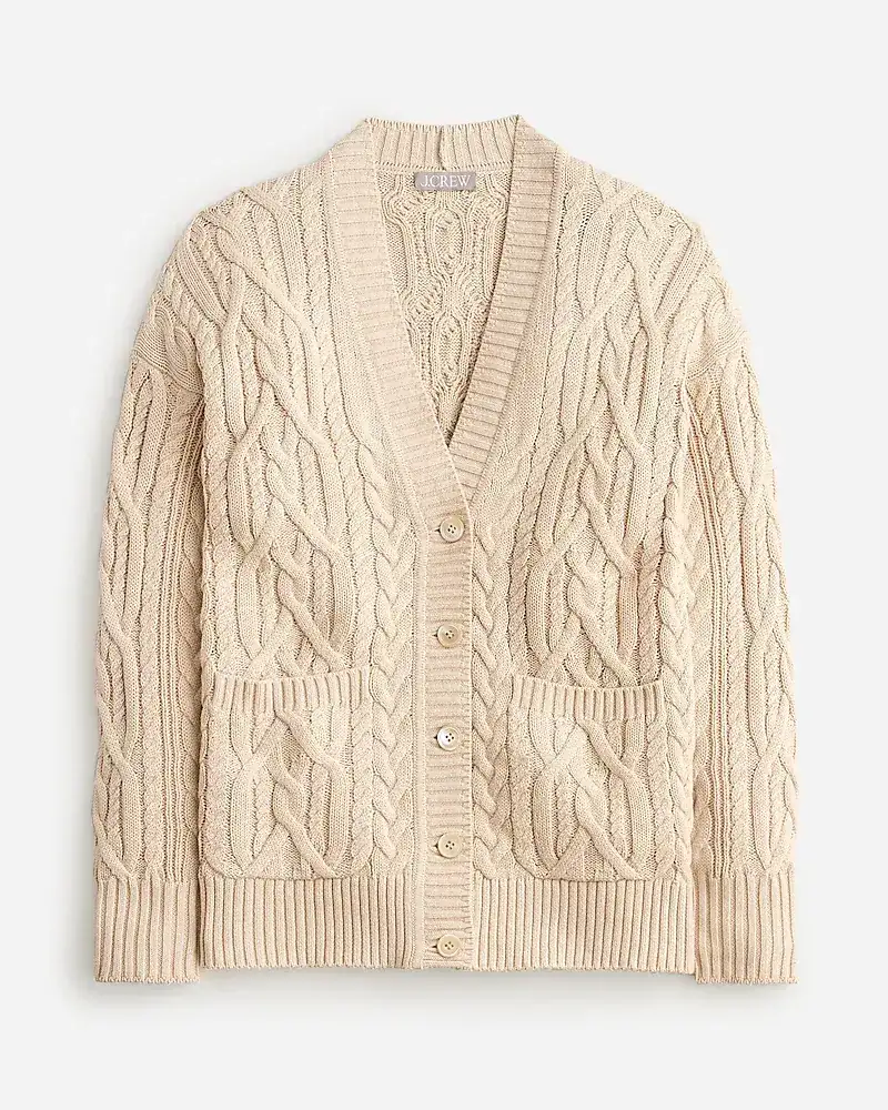 Cable-knit cardigan sweater