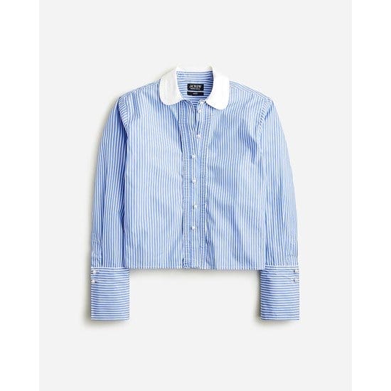 Cropped garçon shirt with pearl buttons in stripe