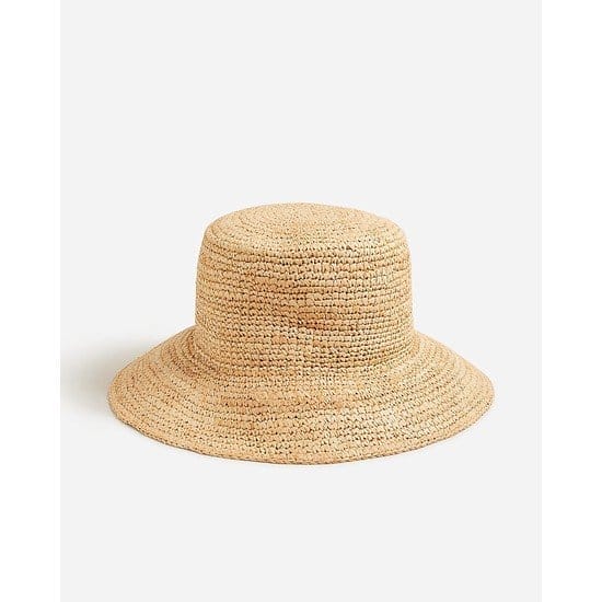 Wide-brim raffia bucket hat