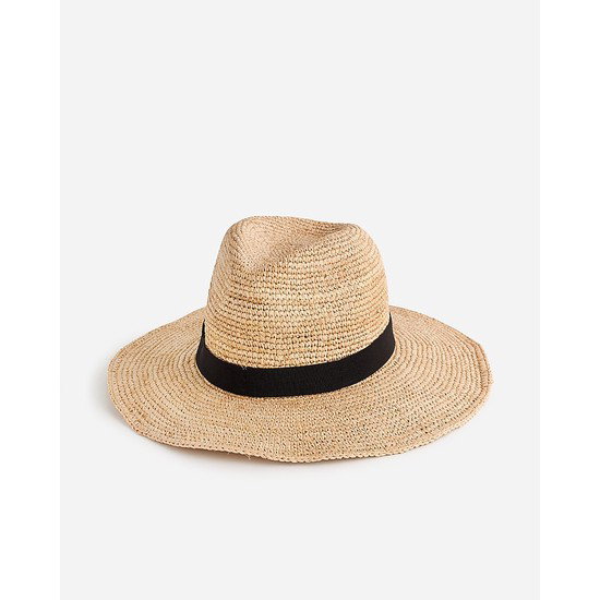 Wide-brim packable straw hat