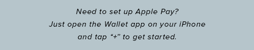 Need to set up Apple Pay? Just open the Wallet app on your iPhone and tap + to get started