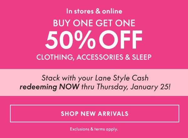 Buy One Get One \\$50 Off Clothing, Accessories, and Sleep