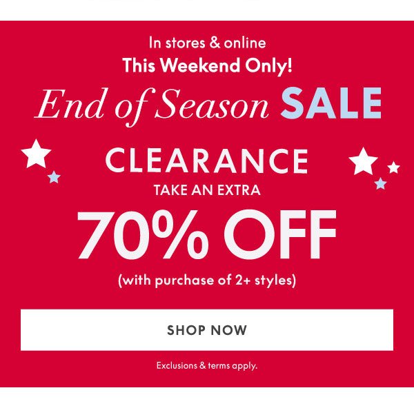 Clearance 70% Off