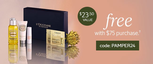 FREE WITH \\$75 PURCHASE † | CODE: PAMPER24