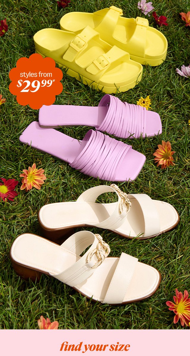 sandals. styles from \\$29.99*