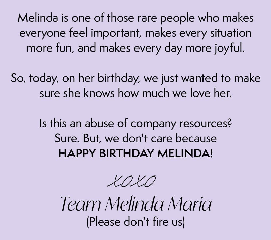 Happy Birthday Melinda!