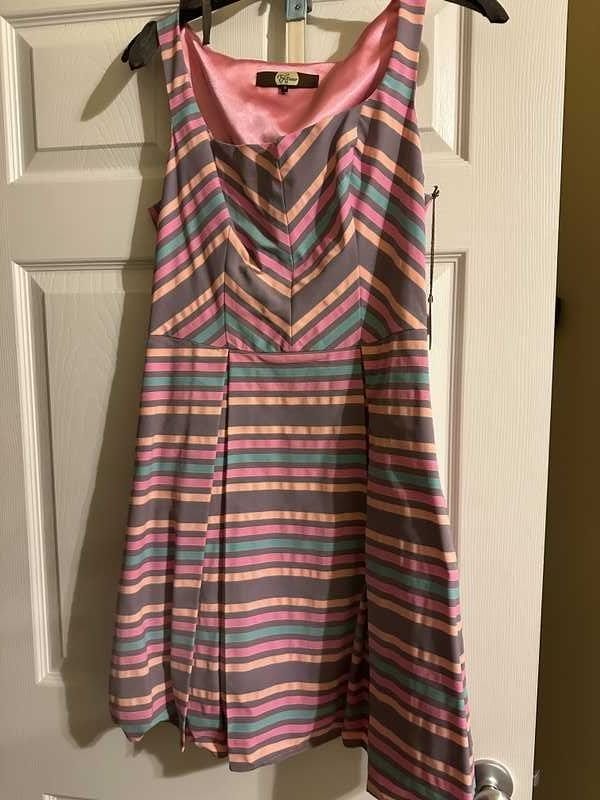 Image of Rainbow Striped A-Line Dress - Pre-Loved