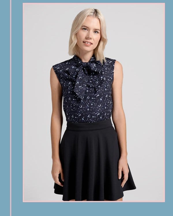 Cherished Constellations Tie-Neck Top