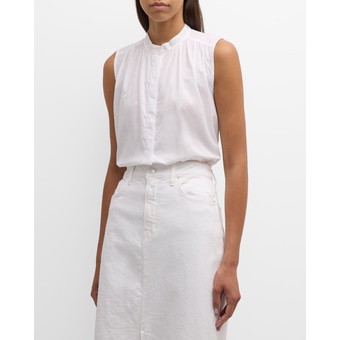 Ruched Sleeveless Cotton Top