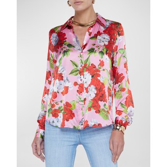 Tyler Floral-Print Silk Blouse