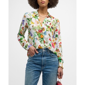 Holly Botanical Button-Front Blouse 