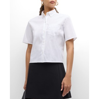 Boxy Button-Front Oxford Shirt