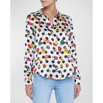 Tyler Dotted Floral Silk Blouse