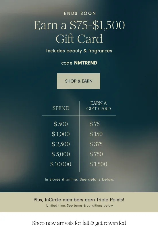 Earn a \\$75-\\$1,500 gift card