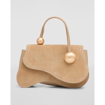 Kazia Beaded Suede Top-Handle Bag