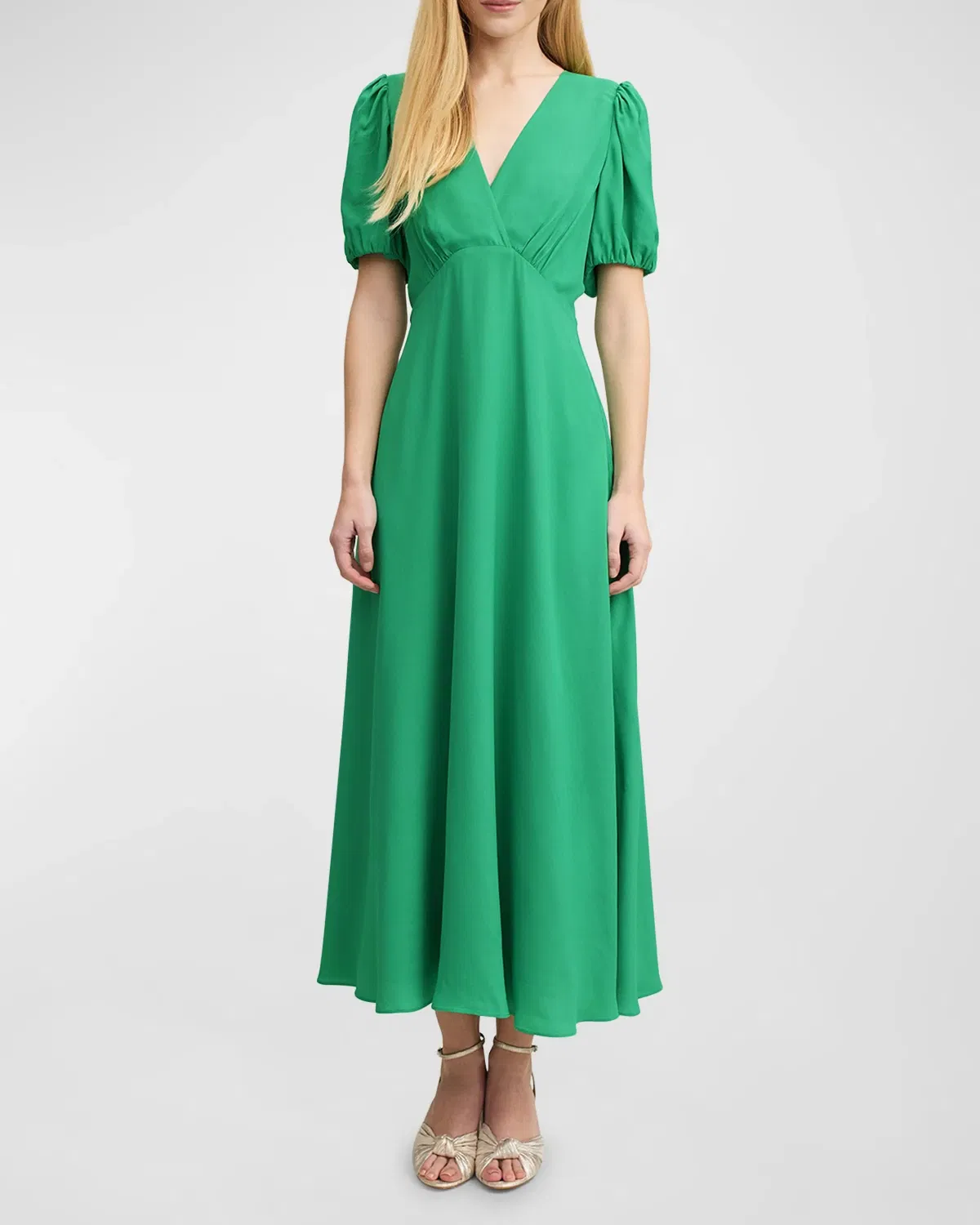 Hermia Split-Sleeve Empire Midi Dress