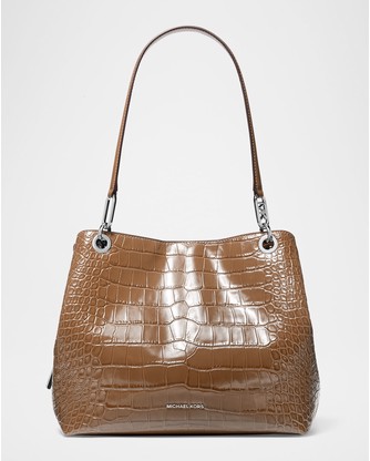 Kensington Croc-Embossed Leather Shoulder Bag