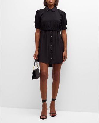 Lydia Silk-Blend Shirting Combo Mini Dress