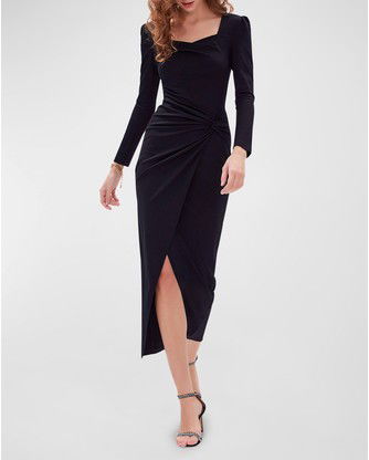 Hughie Ruched Sweetheart Midi Dress