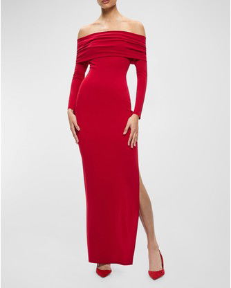 Coretta Long Off-Shoulder Ruched Dress