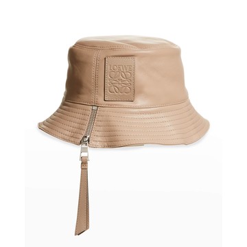 Fisherman Zip Leather Bucket Hat