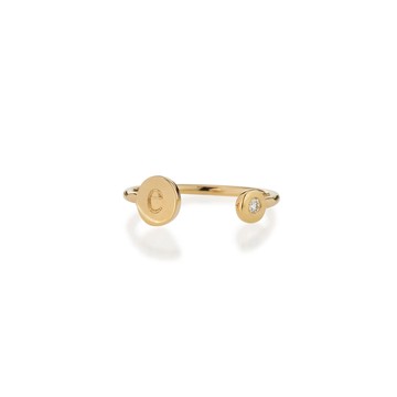 Rocha 14k Gold Initial Open Diamond Ring