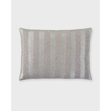 Silver Beaded Sequin Decorative Pillow, 15x21"