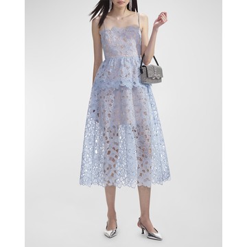 Organza Lace Tiered Midi Dress