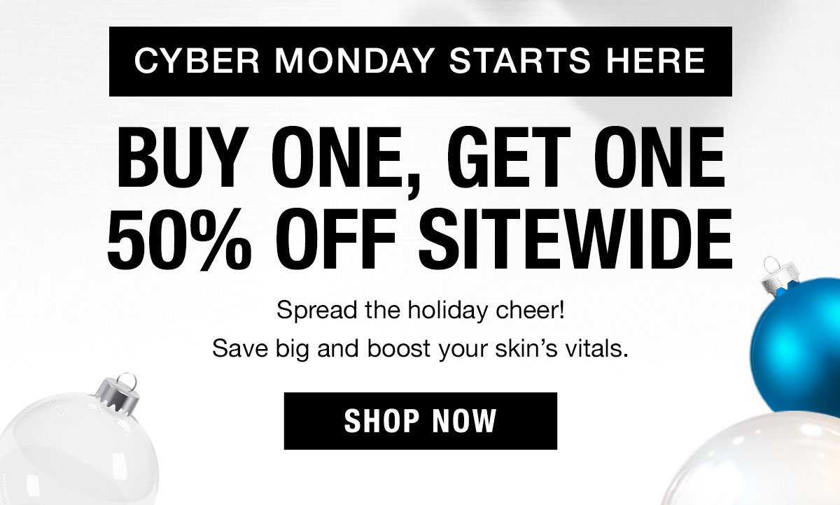 cyber monday start here, buy one, ge one 50% off sitewide