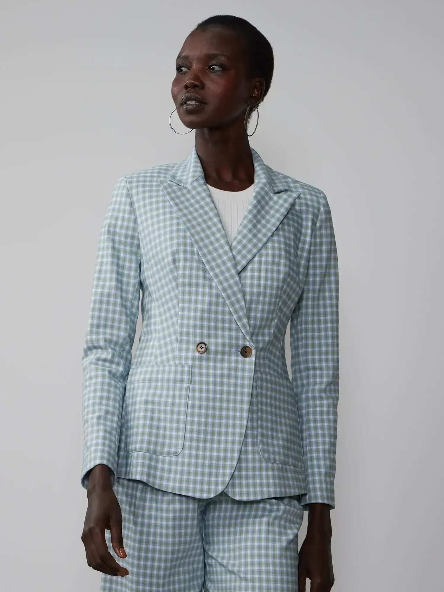 Image of Yarn-Dyed Plaid Blazer