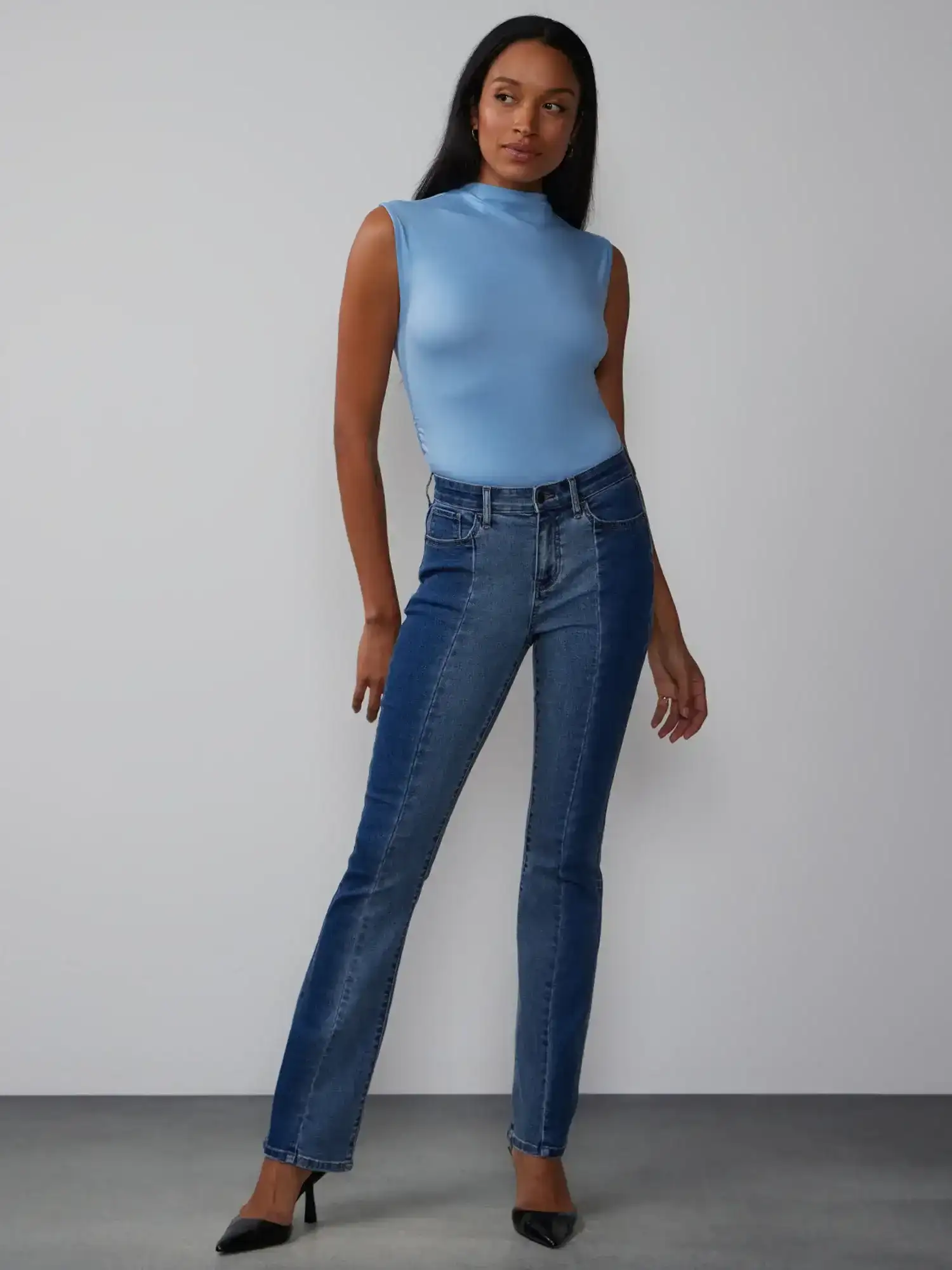 Image of High Rise Colorblock Bootcut Jeans