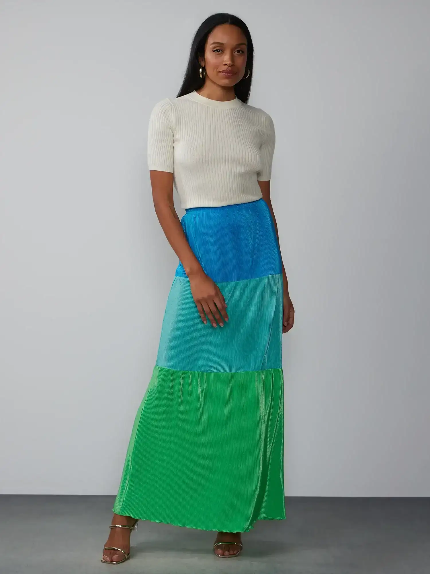 Image of Colorblock Plisse Skirt