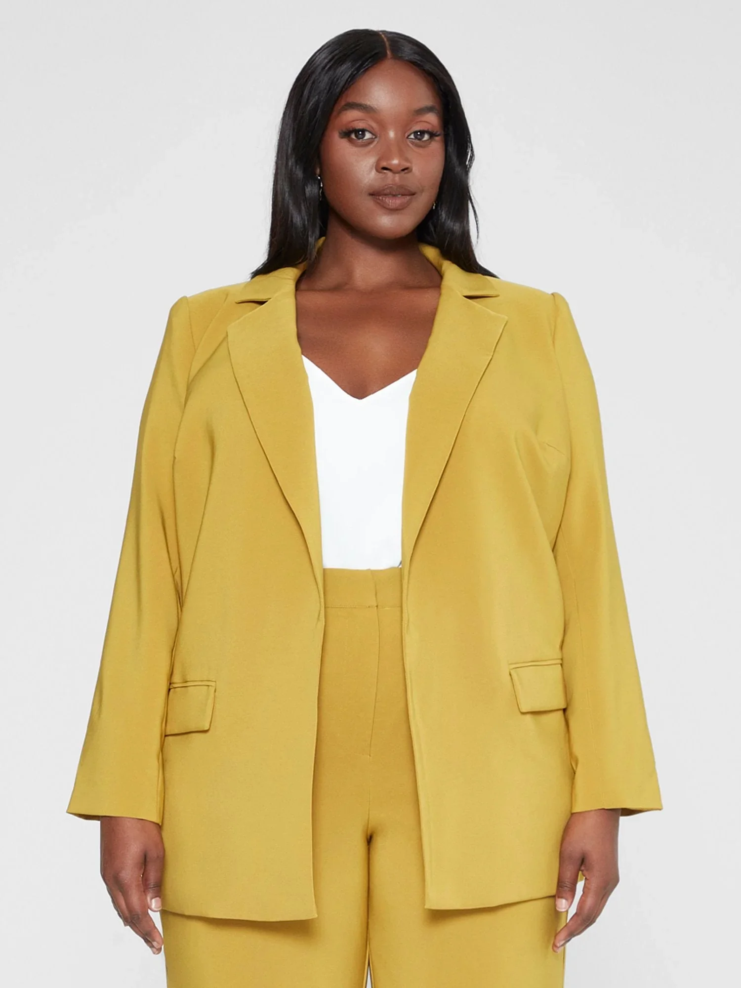 Fashion To Figure - Zoe Asymmetrical Split Back Blazer - Gabi Fresh X FTF