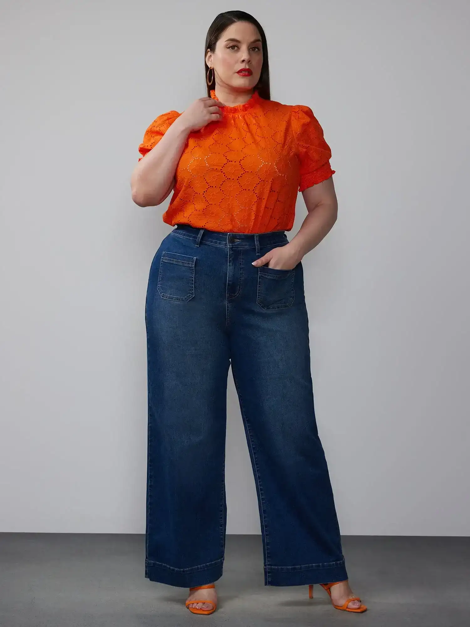 Plus High Rise Sailor Wide Leg Jeans