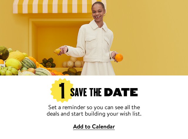 Save the date. Woman selecting produce at a cheerful stand.