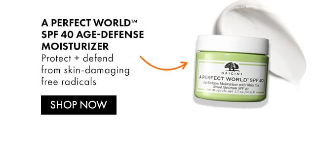 A PERFECT WORLD™ SPF 40 AGE-DEFENSE MOISTURIZER | Protect + defendfrom skin-damaging free radicals | SHOP NOW