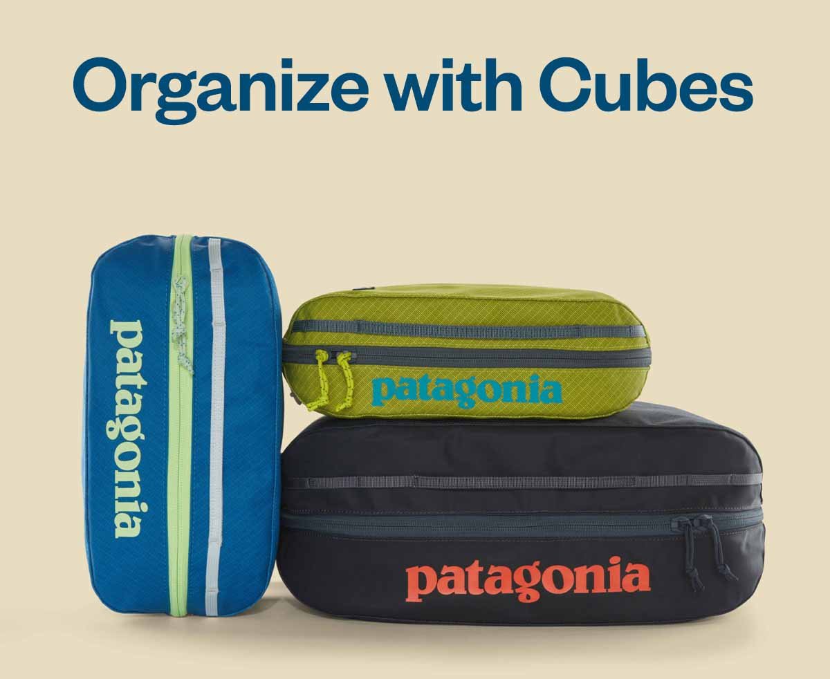 Organize with Cubes. Three small bags in progressively larger sizes.