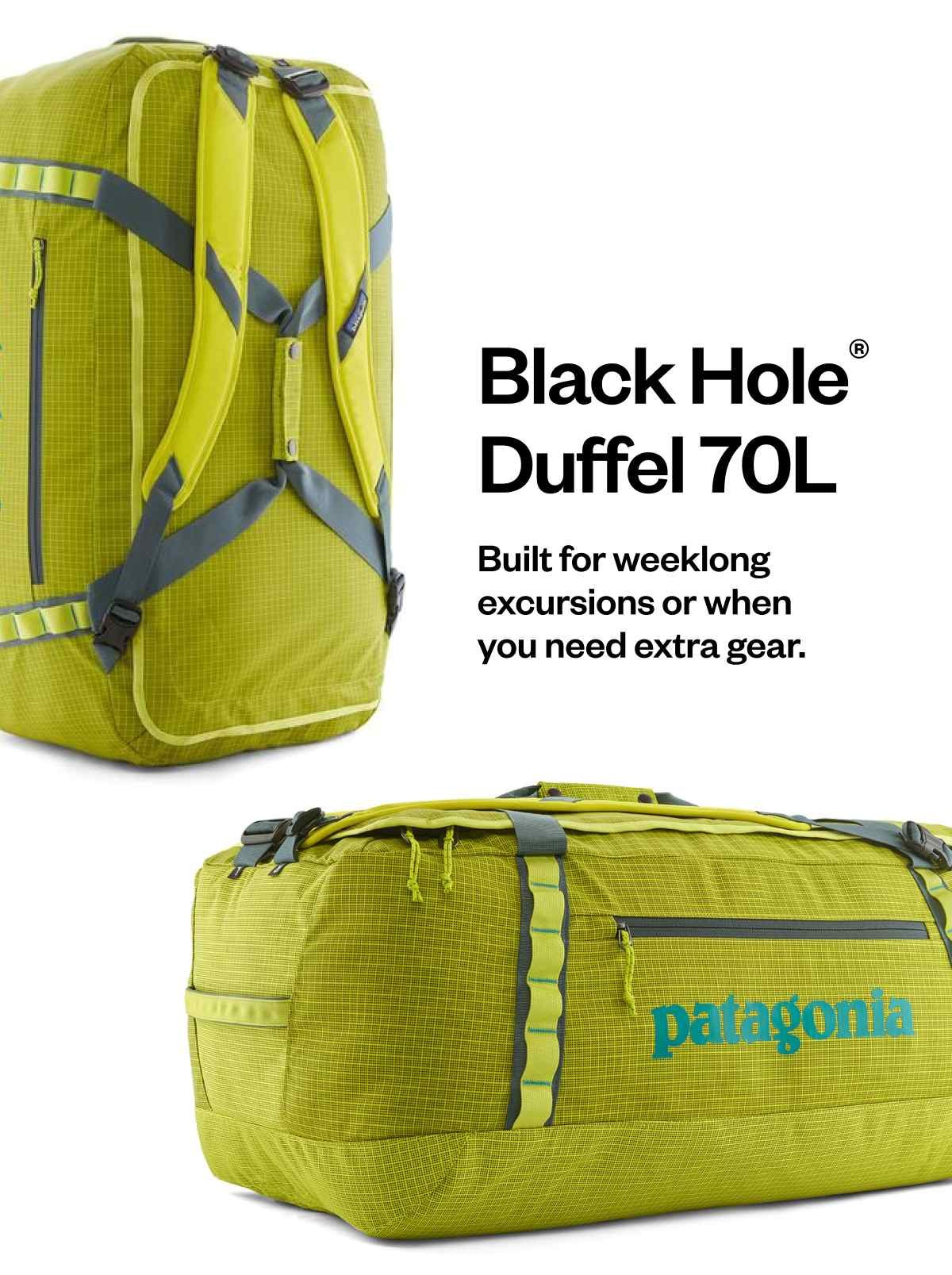 Black Hole® Duffel 70 liter. Built for weeklong excursions or when you need extra gear.