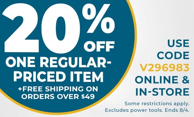 20% Off One Regular Priced Item + Free Shipping