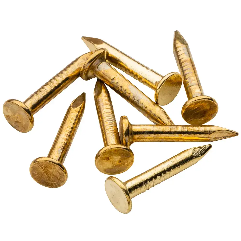 Brass-Plated Shelf Standard Nails, 5/8''L, 8-Pack