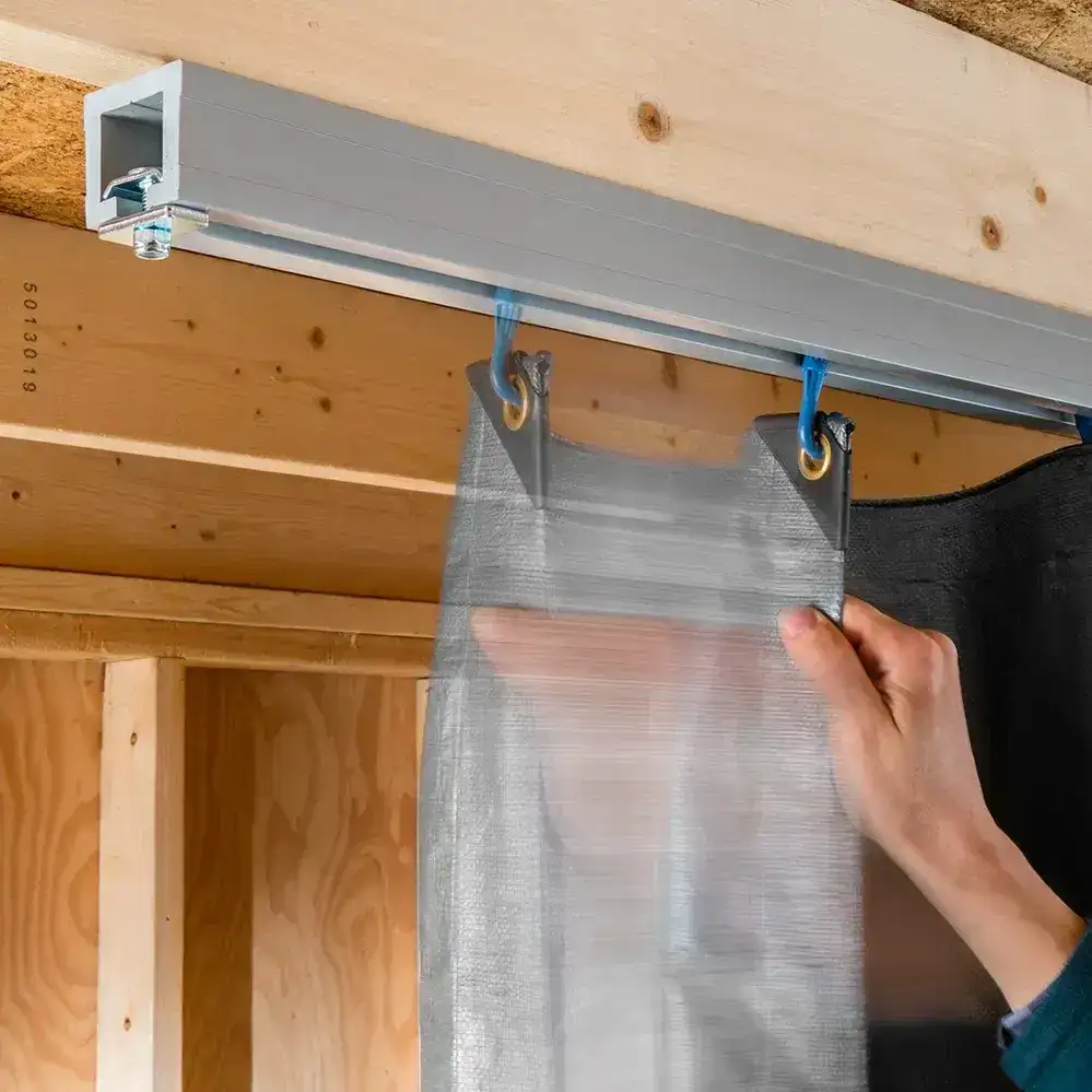 Hanging a clear curtain from a ceiling track