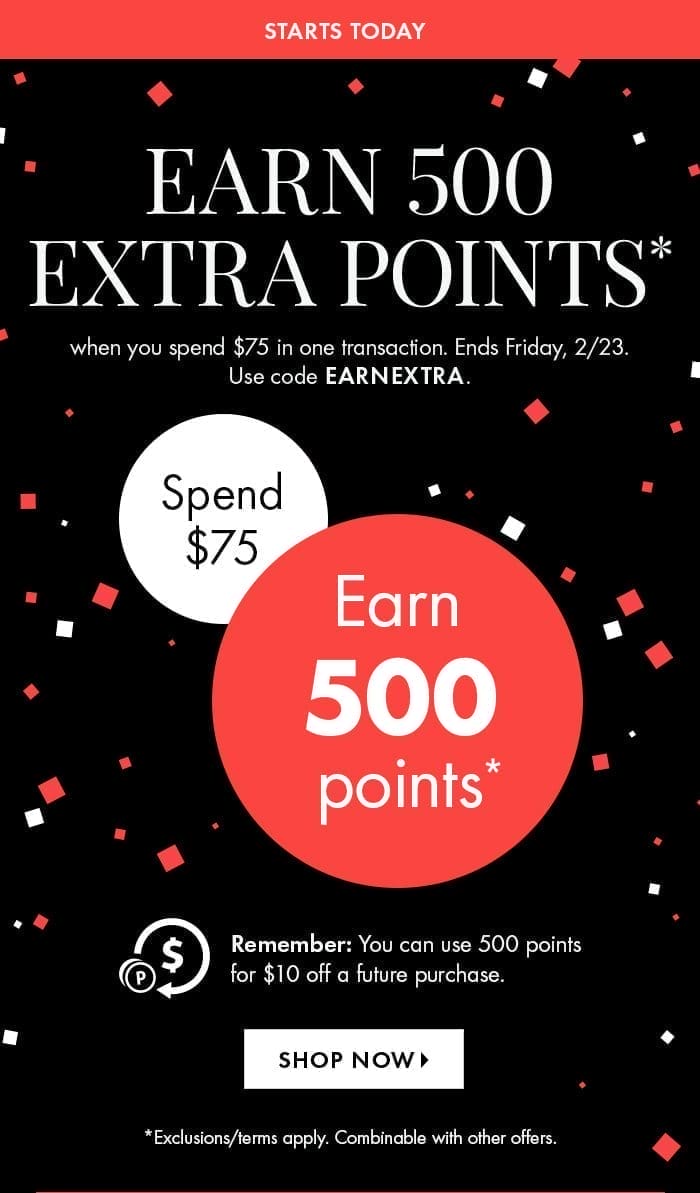 Earn 500 Extra Points