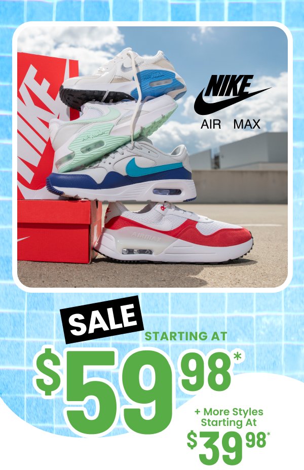 Shop Nike Starting at \\$39.98* - some exclusions may apply