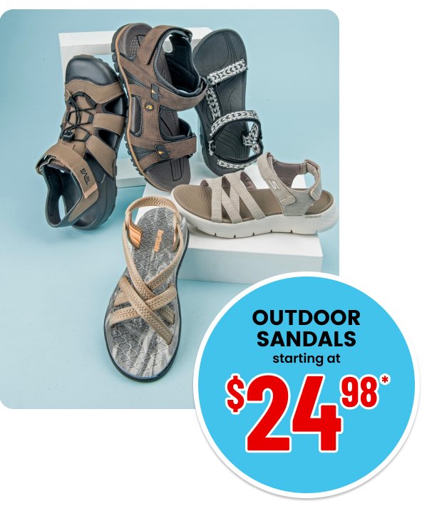 outdoor sandals starting at \\$39.98