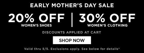 WOMEN’S SHOE SALE SAVE 20% OFF WOMEN’S SHOES - ONLINE ONLY