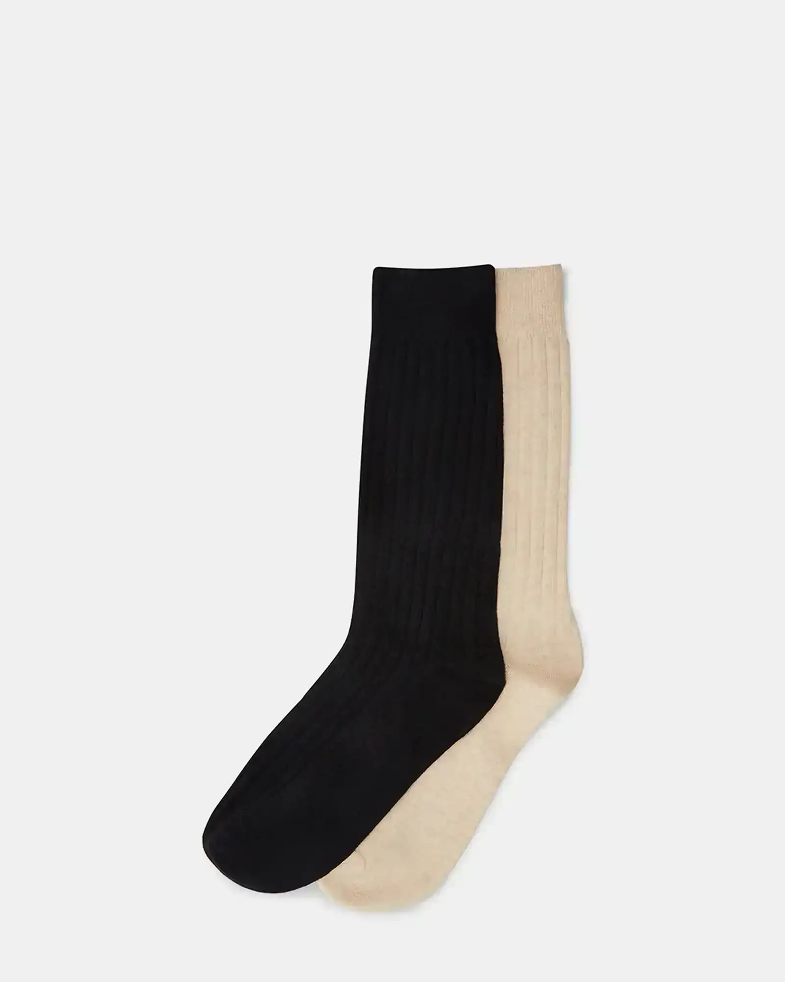 RIBBED CREW SOCKS BLACK/TAN - BLACK TAN / ONESZ / 54