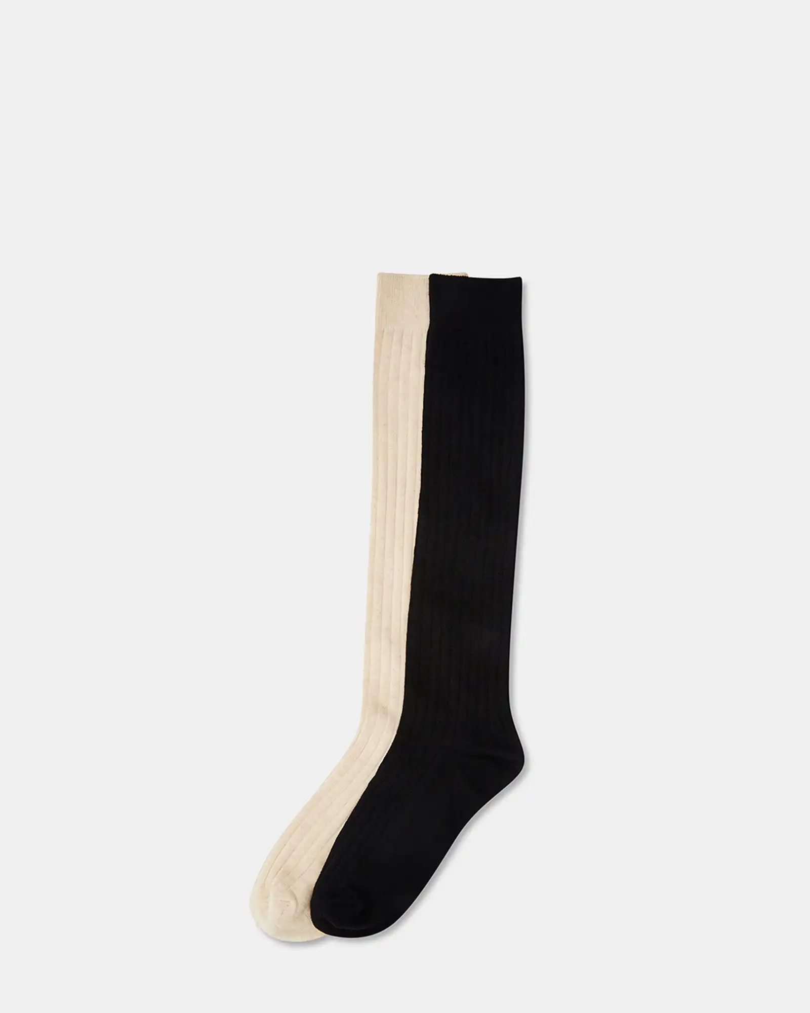 RIBBED KNEE HIGH SOCKS BLACK/TAN-BLACK TAN / ONESZ / 54