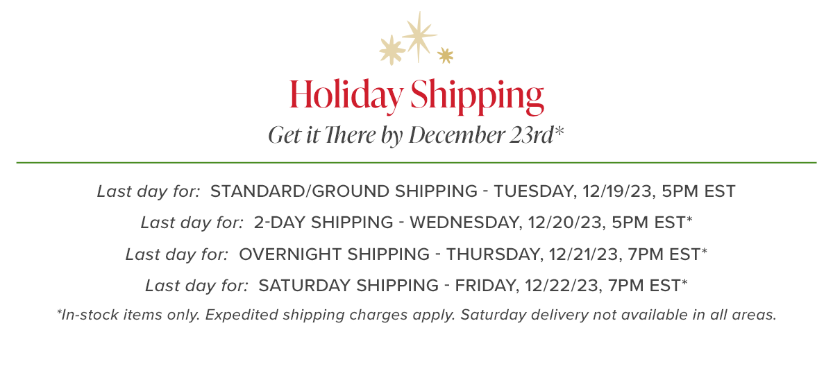 Holiday Shipping