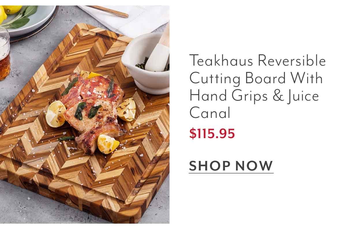 Teakhaus Reversible Cutting Board With Hand Grips & Juice Canal